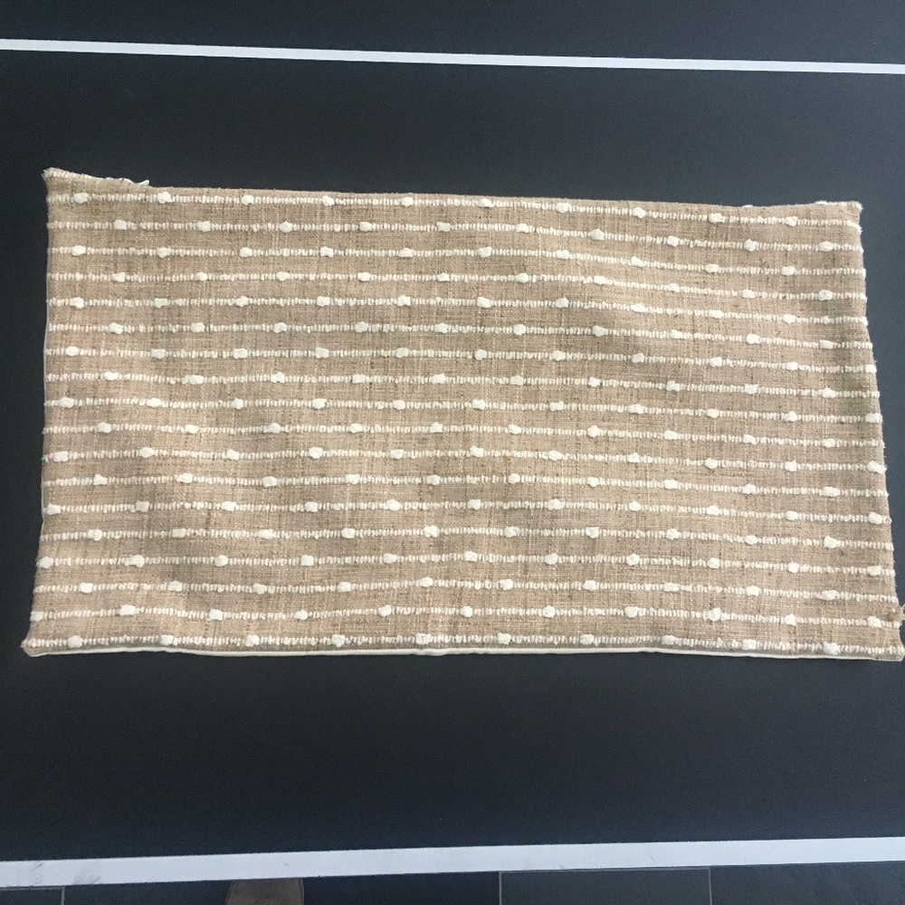 Rectangular Tan and cream embroidered accent pillow